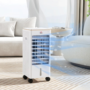 Enfriador de Aire Portátil 3 en 1 Climatizador Evaporativo Oscilante con 3 Velocidades Control Remoto Temporizador 7,5h Pantalla LED Tanque de Agua 3L Efecto 15-20 ㎡ 22,5x24,5x53,5 cm Blanco