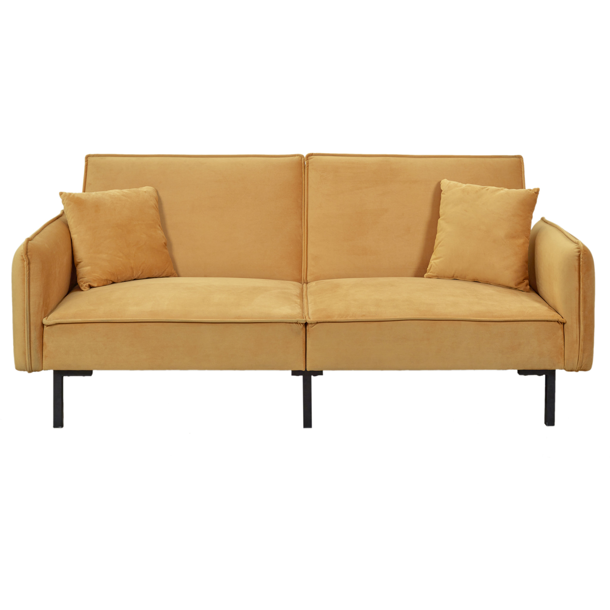 Canape Convertible Velours Ocre