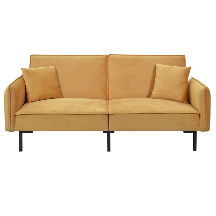 Canape Convertible Velours Ocre