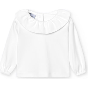 Camiseta bebé manga larga cuello volante