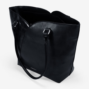 Bolso de hombro negro con efecto cocodrilo