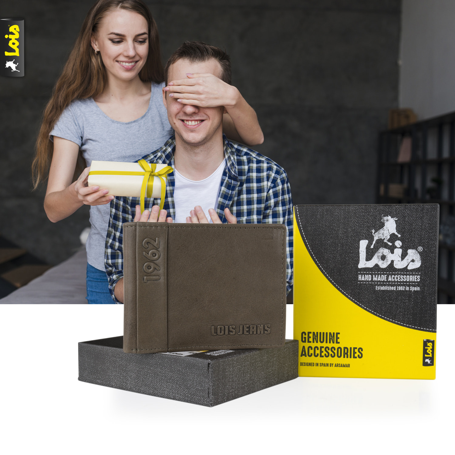 Cartera Hombre Piel Lois Elk Marron Oscuro