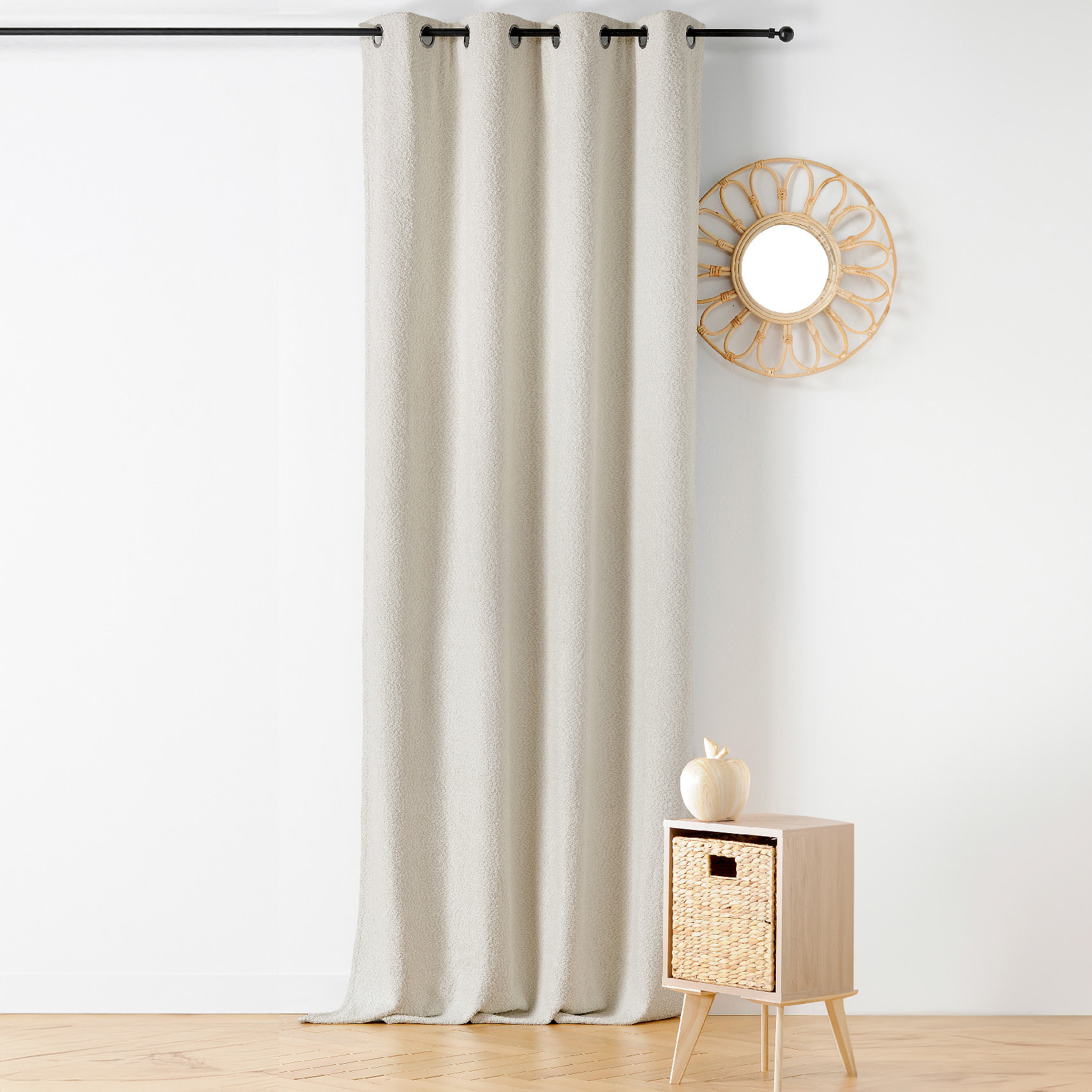 Rideau Thermique à Oeillets  - Effet Bouclé - Blanc