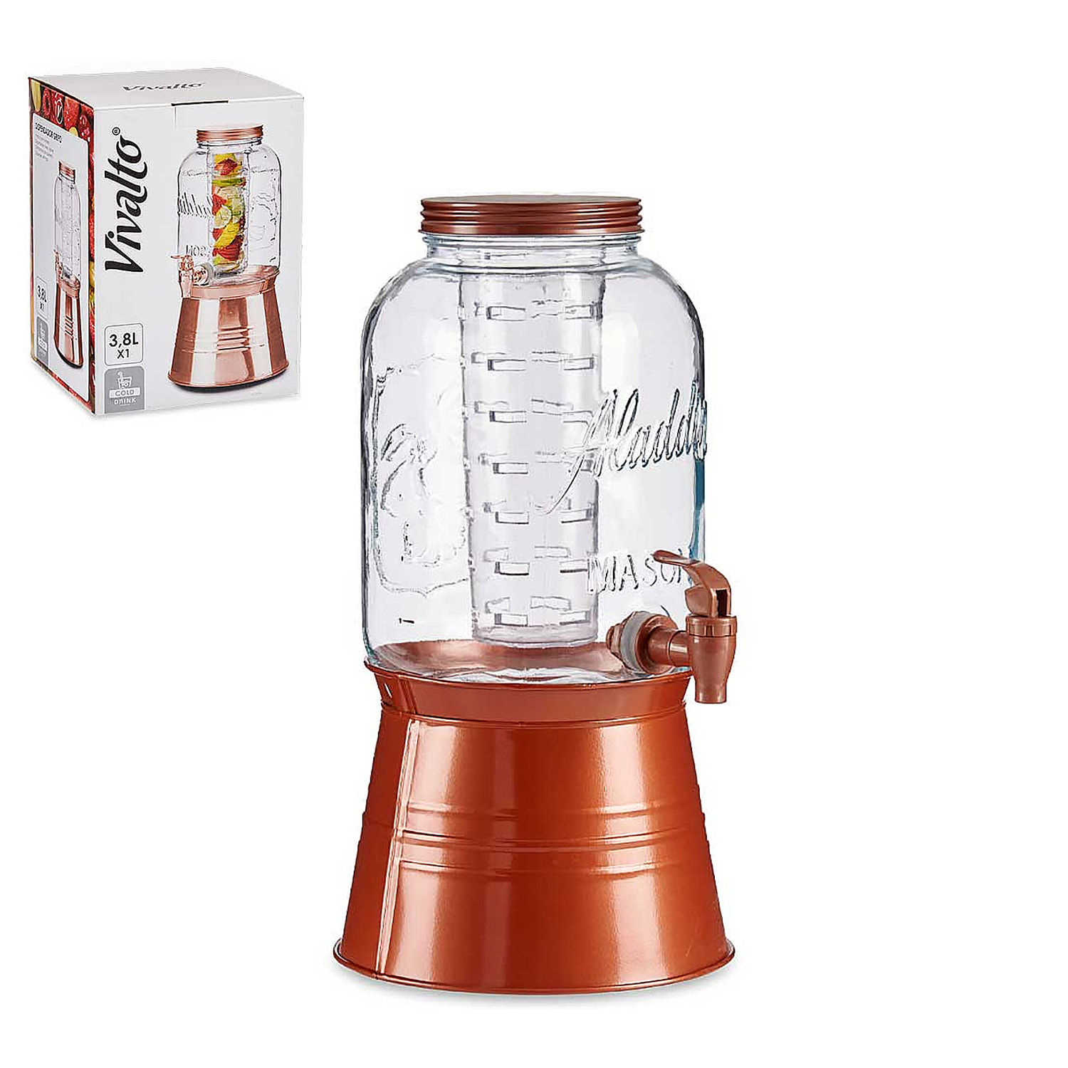 Caraffa con supporto e refrigeratore 3800 ml.