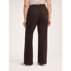 Fiorella Rubino - Pantalones acampanados de algodón elástico - Marrón