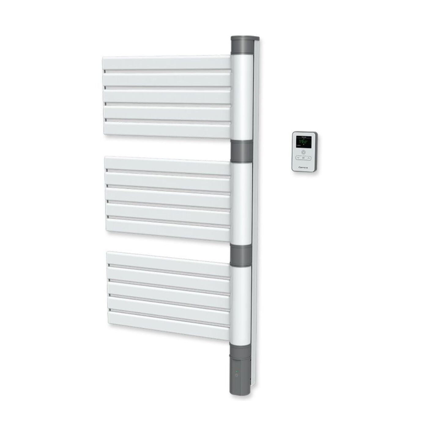 sèche-serviettes sans fluide lames plates pivotantes LCD 500W blanc & gris