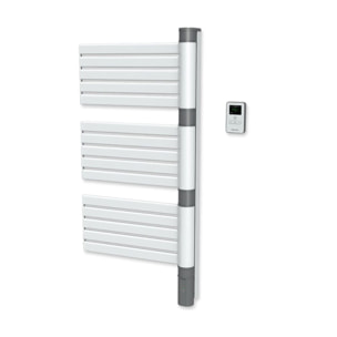 sèche-serviettes sans fluide lames plates pivotantes LCD 500W blanc & gris