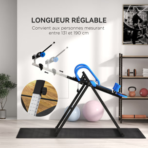 Table d'inversion de musculation pliable ceinture de sécurité réglable angle inversé ajustable 3 niveaux acier bleu noir