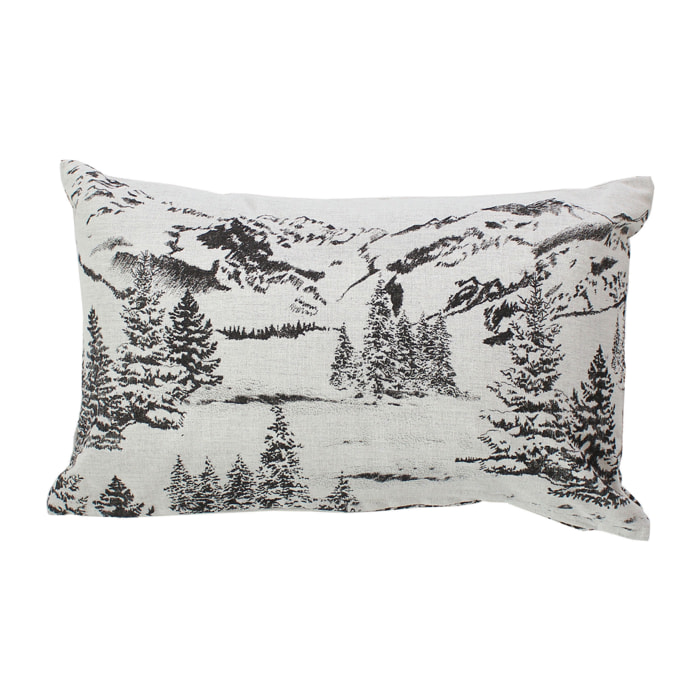 Coussin décoratif déhoussable style montagne - Gris anthracite