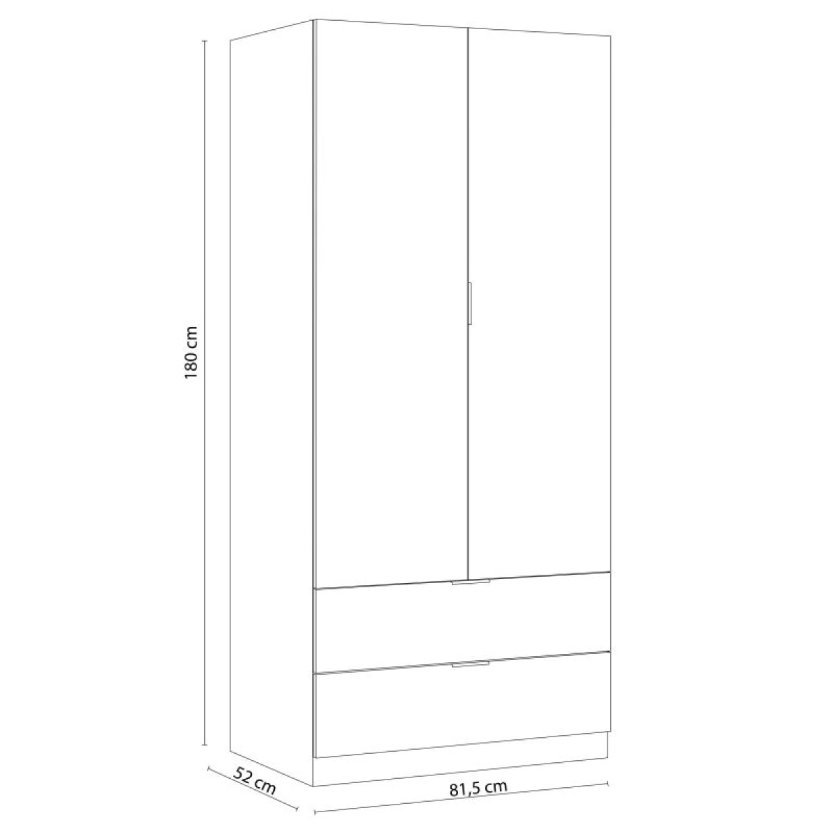 Armario Low Cost 2 puertas 2 cajones Blanco Artik (Blanco Mate) - Roble Canadian