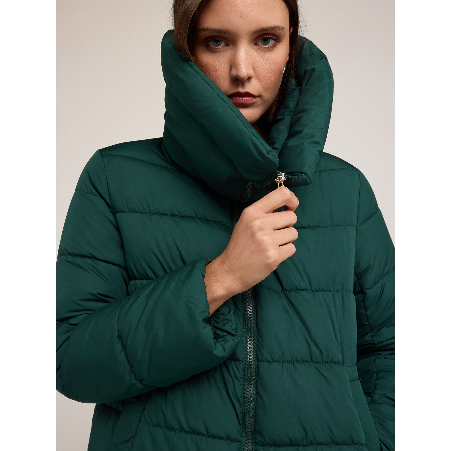 Motivi - Plumífero grueso con cuello alto - Verde