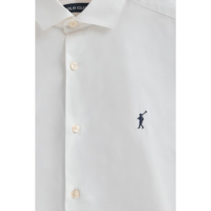 Camisa blanca de poplin y corte slim con logo Rigby Go