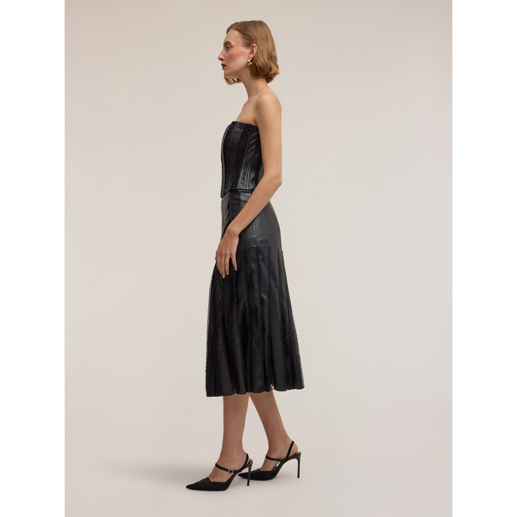 Motivi - Gonna plissé in tessuto spalmato Smart Couture - Nero