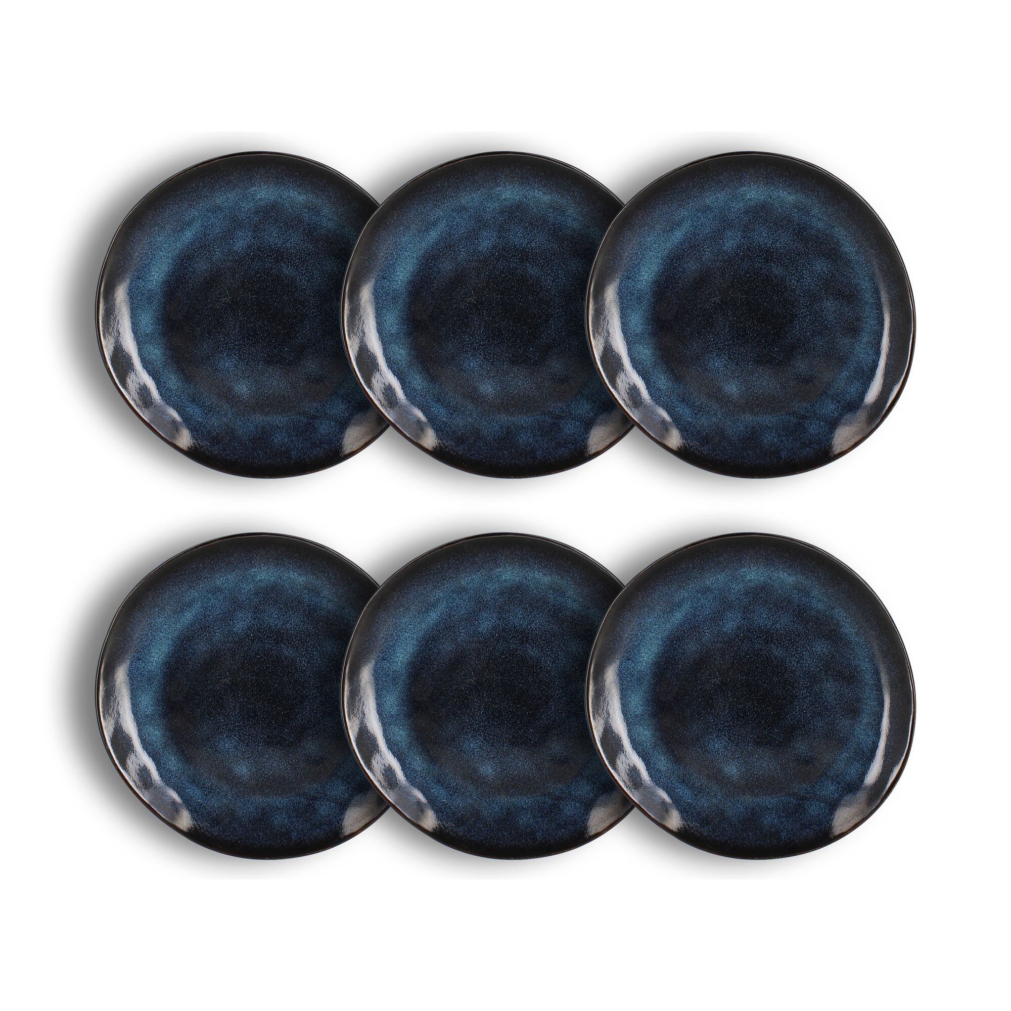 Lot de 6 assiettes à dessert en grès bleu 21cm COSTA