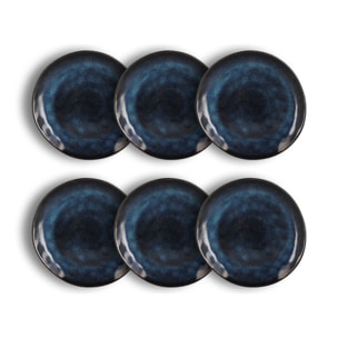 Lot de 6 assiettes à dessert en grès bleu 21cm COSTA