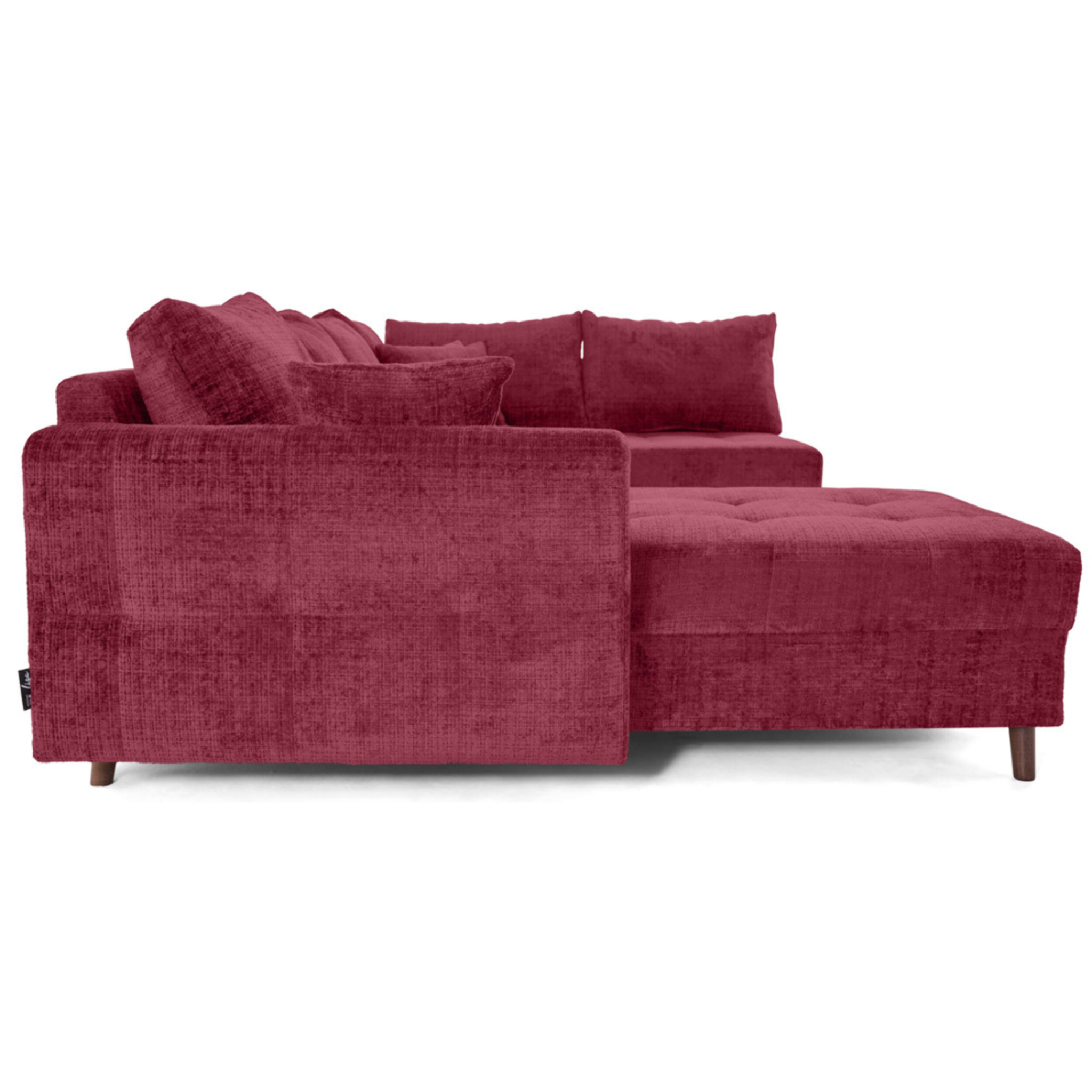 Rune - canapé panoramique d'angle droit 7 places en velours texturé - Prune