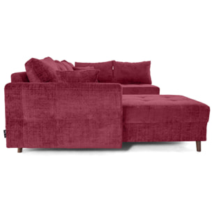 Rune - canapé panoramique d'angle droit 7 places en velours texturé - Prune