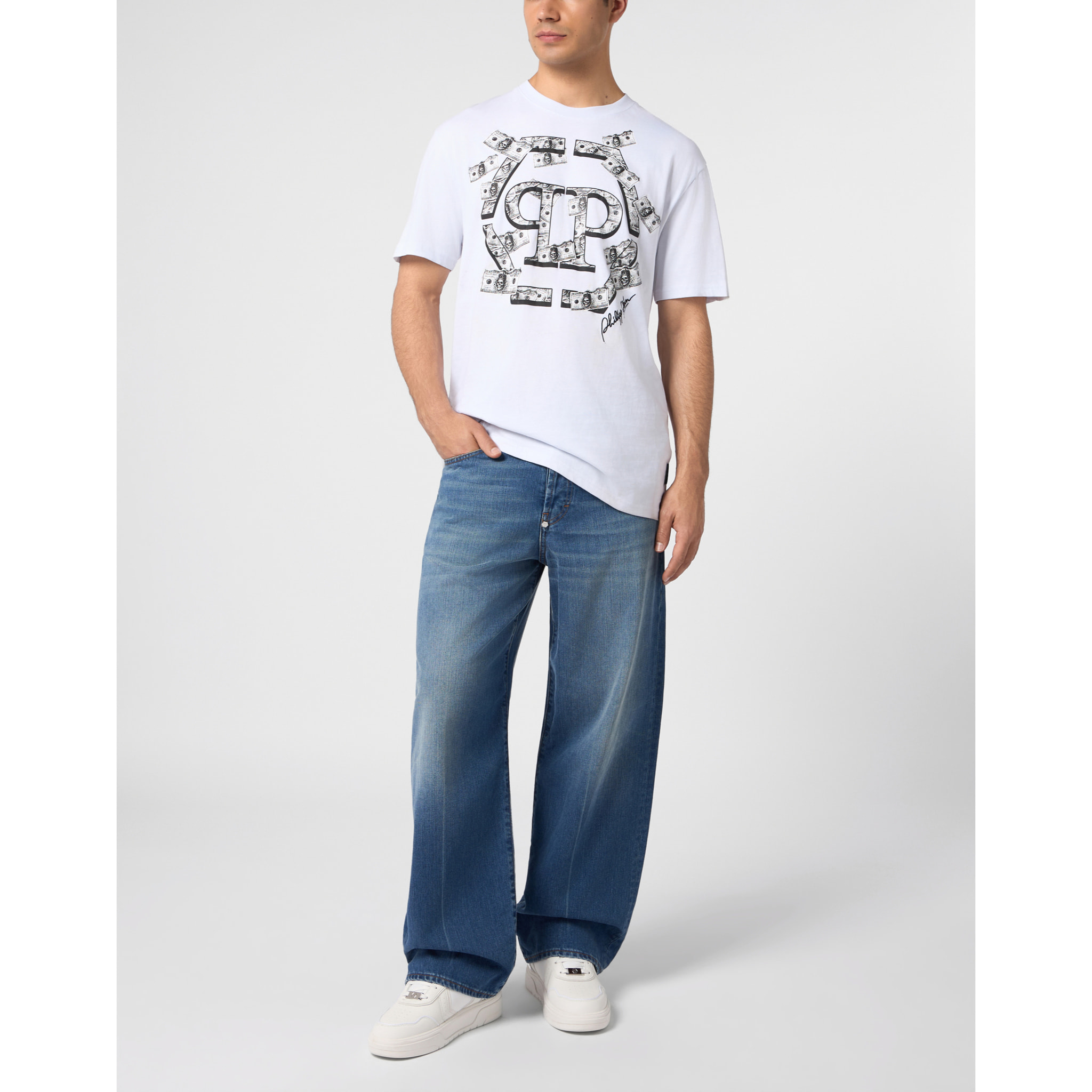 PHILIPP PLEIN Camiseta de cuello redondo y manga corta HEXAGON