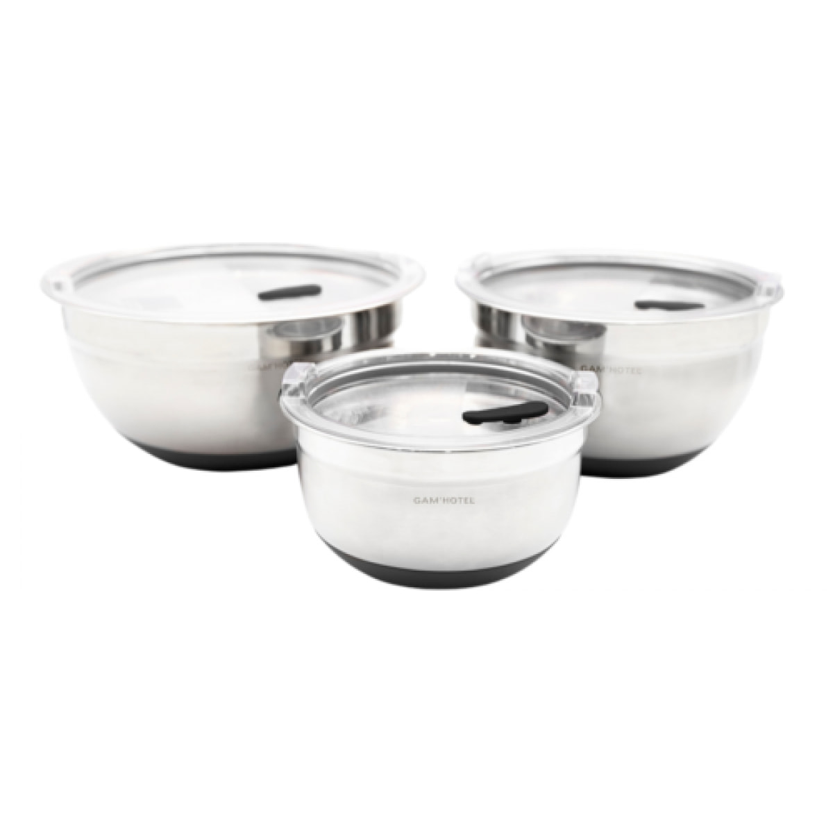 Set de 3 bols inox noir 16 20