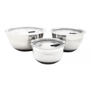 Set de 3 bols inox noir 16 20