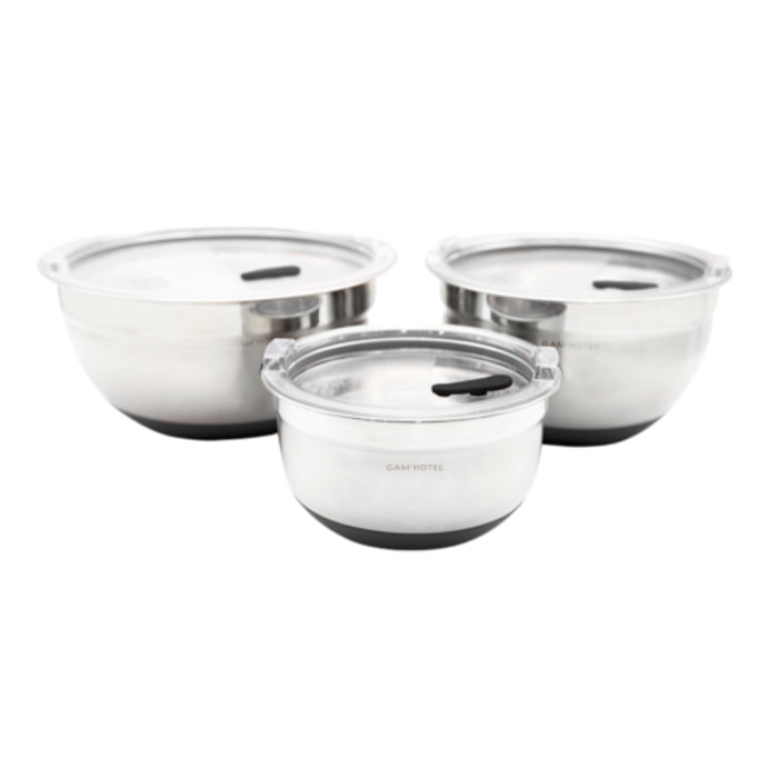 Set de 3 bols inox noir 16 20