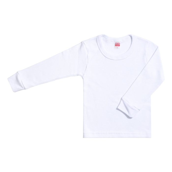 Camiseta Niño Felpa M/L Blanco Talla 10