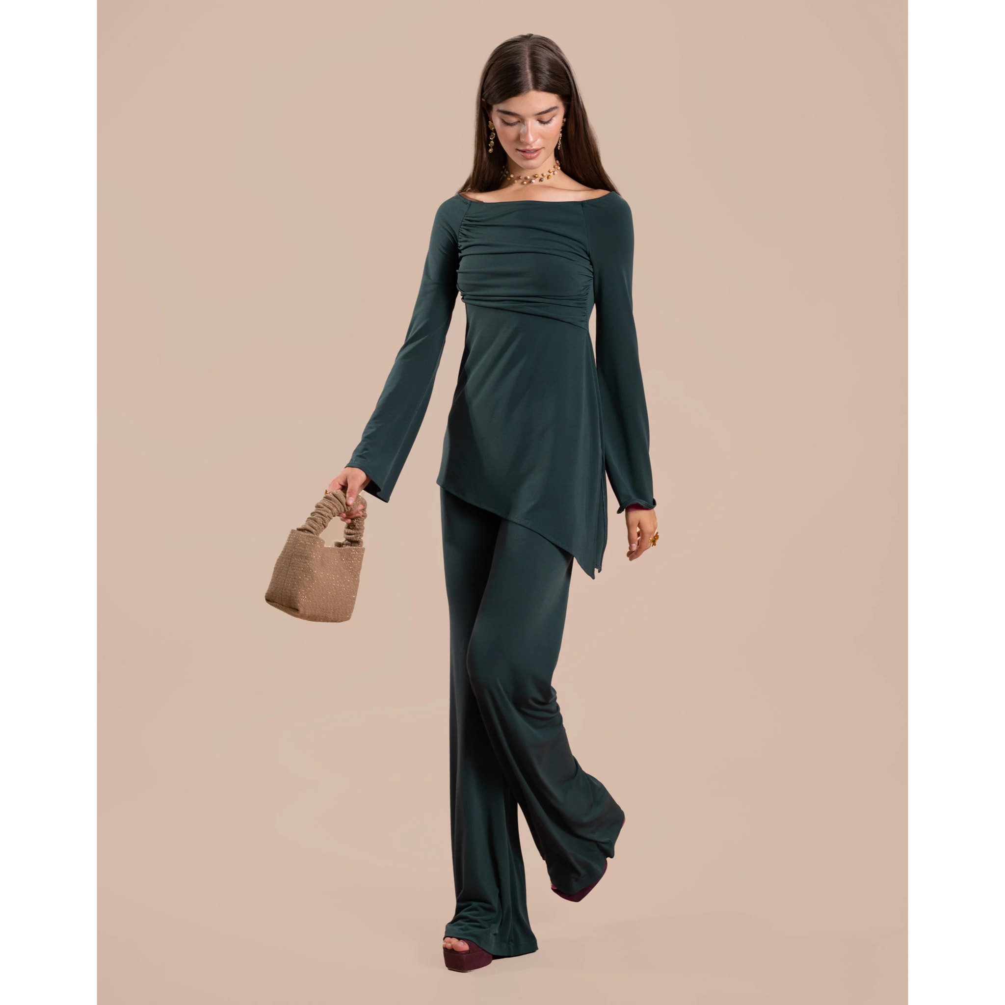 Pantalón palazzo con cintura elástica