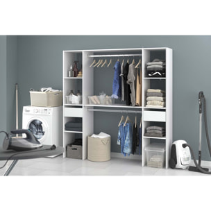 Dressing blanc 2 penderies, 6 étagères, 2 tiroirs MATIGNON