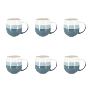 Lot de 6 mugs bleus en grès 44cl RIGA