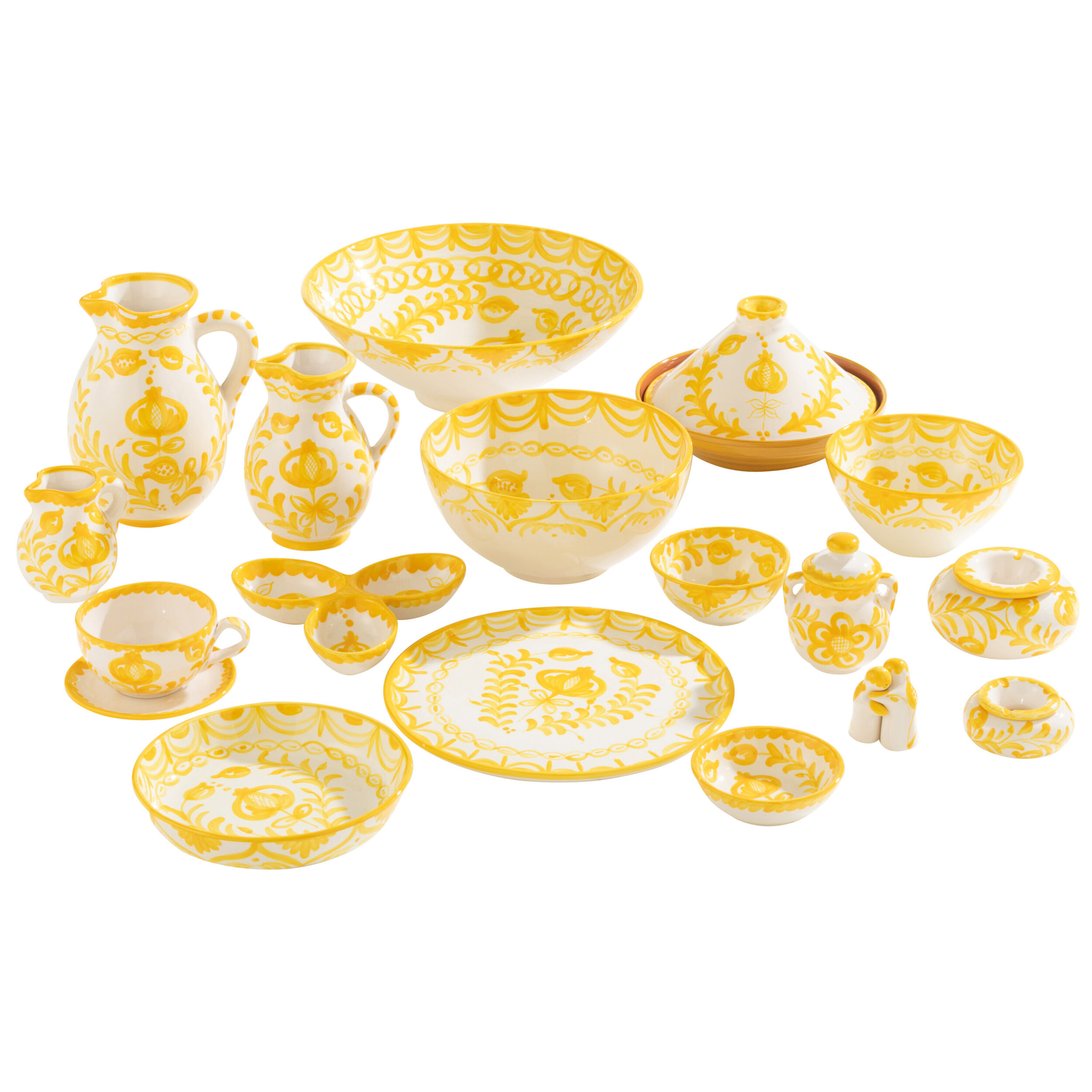 J-Line cendrier Granada - céramique - blanc/jaune - large