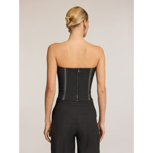 Motivi - Top corsetto in tela misto lana con inserti - Grigio