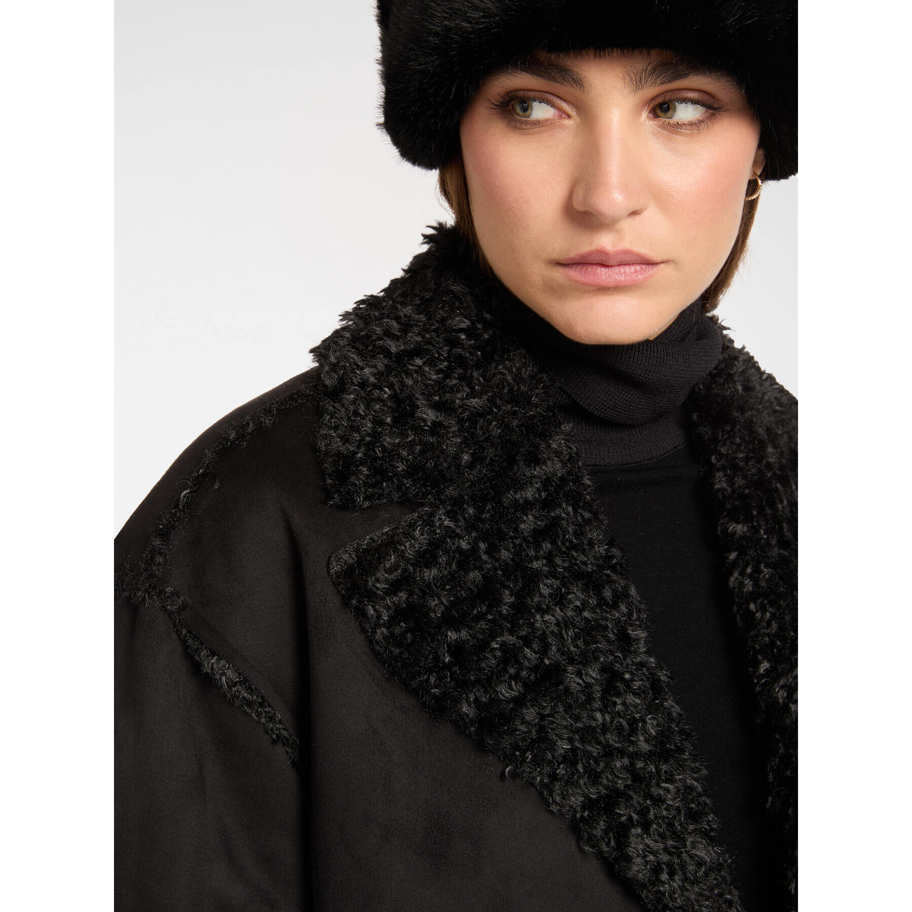 Elena Mirò - Cappotto in tessuto morbido con tasche - Nero