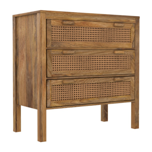Commode en cannages et bois 3 tiroirs - Tiki
