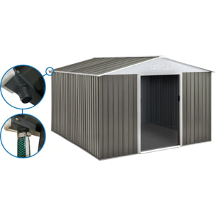Abri jardin métal "Dallas" -  15,16 m² avec gouttière - Taupe