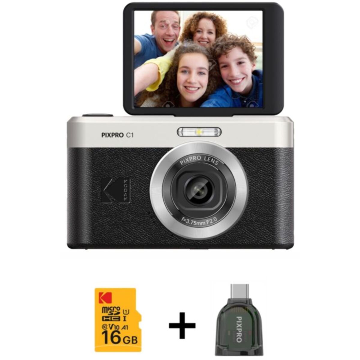 Appareil photo Compact KODAK Pixpro C1 Black + Micro SD 16Go