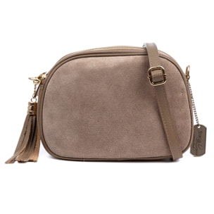 Aliminusa bolso bandolera Mujer. Piel auténtica Gamuza y Dollaro.