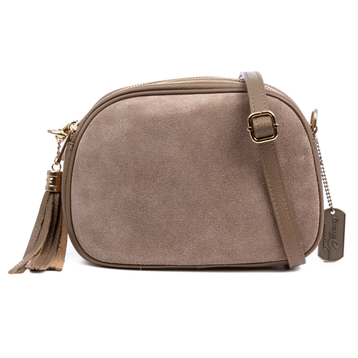 Aliminusa bolso bandolera Mujer. Piel auténtica Gamuza y Dollaro.