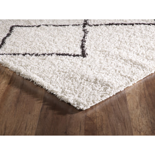 ASMA - Tapis shaggy à poils longs, motif berbère crème