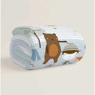 Colcha Bouti Estampada - Reversible - Infantil - 100% Algodón - 70 gr/m² - Aventura Bosque