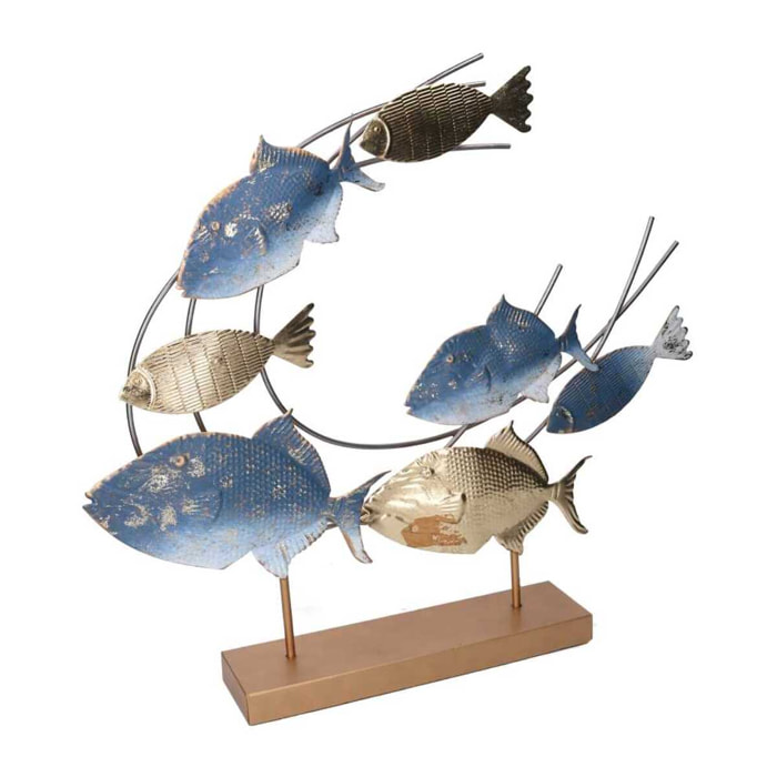 Decorazione in metallo Pesci oro e azzurro cm61x8,9h55,9