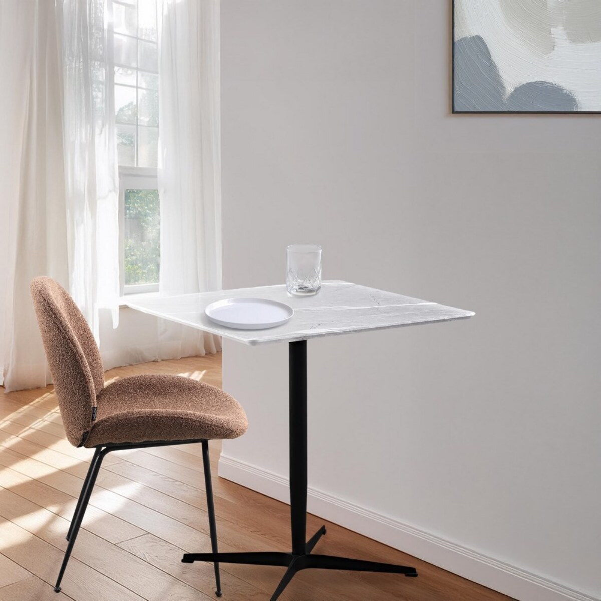 Tavolo da bar con effetto marmo grigio 70x70x77,5 cm - Tahlia