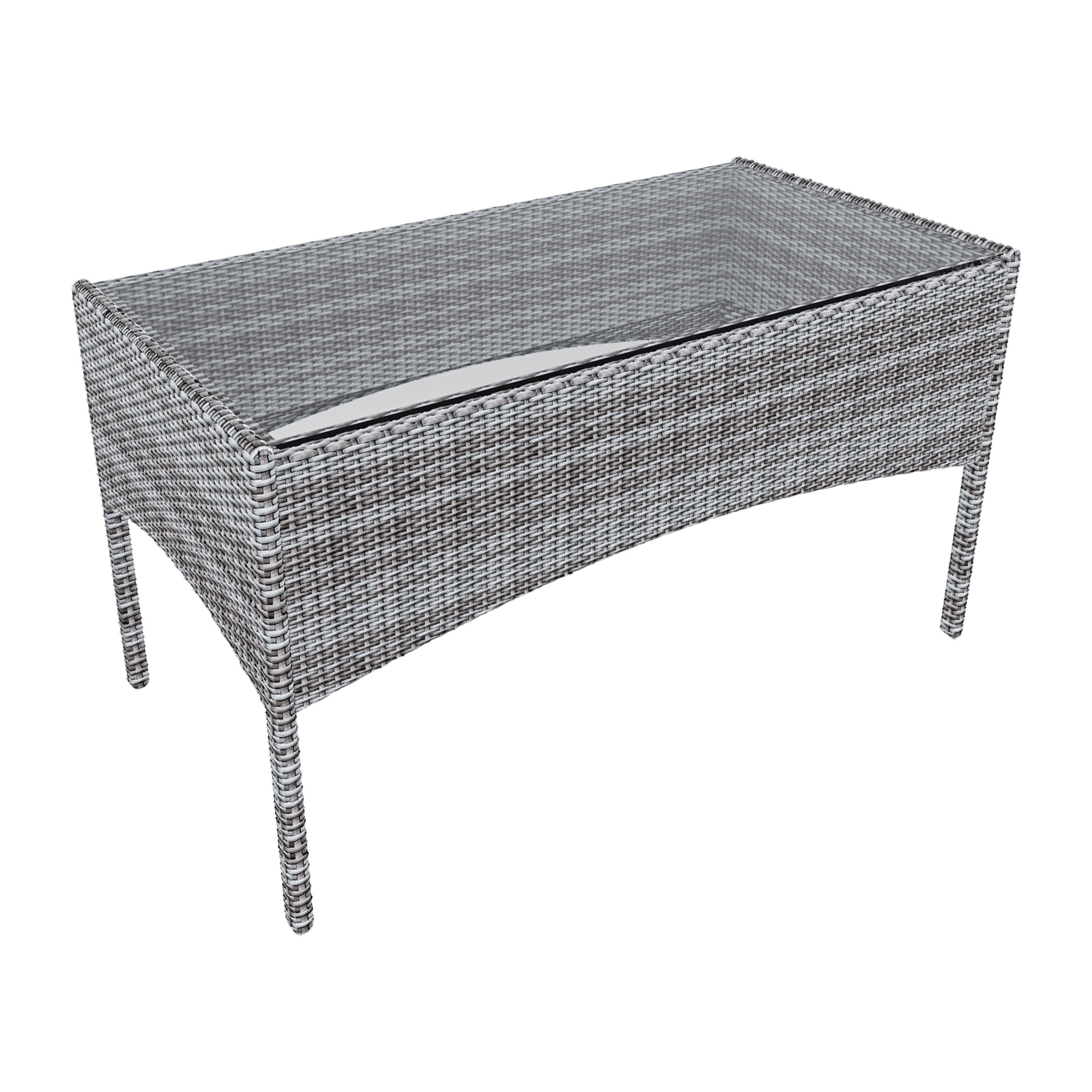 Set Di Mobili da Giardino Salotto Salottino in Rattan 4 Posti con Tavolino Ripiano In Vetro 2 Poltrone Divano 2 Posti Giardino Esterno Cuscini Grigio