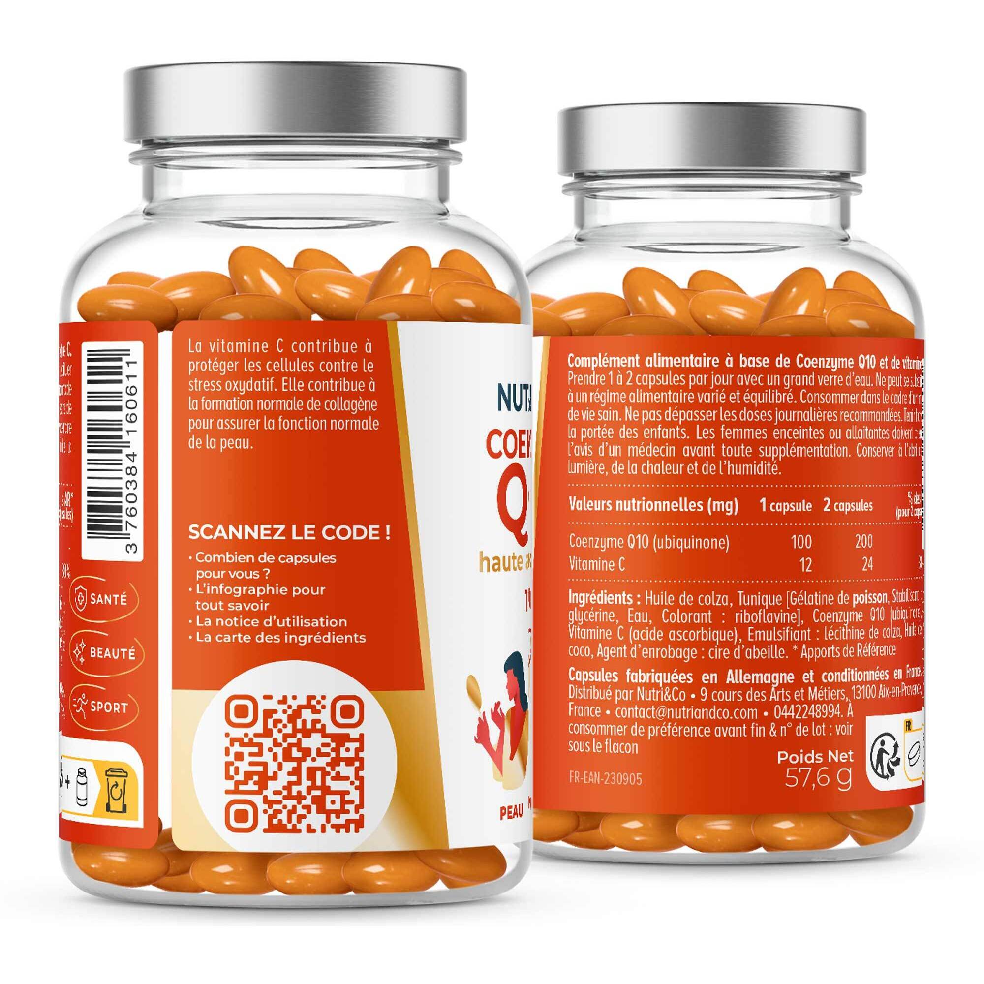 Nutri&Co Coenzyme CoQ10 Ubiquinone 100mg - Anti-Âge & AntiOxydant - 120 gélules