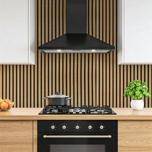 Sticker crédence adhésive - PANNEAU DE BOIS ET NOIR - 60x200cm