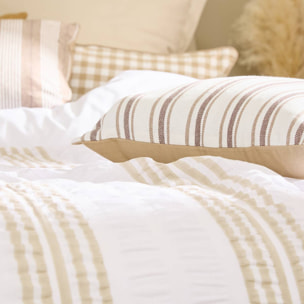 Parure de lit Stripes 240x220cm rayée blanc et beige