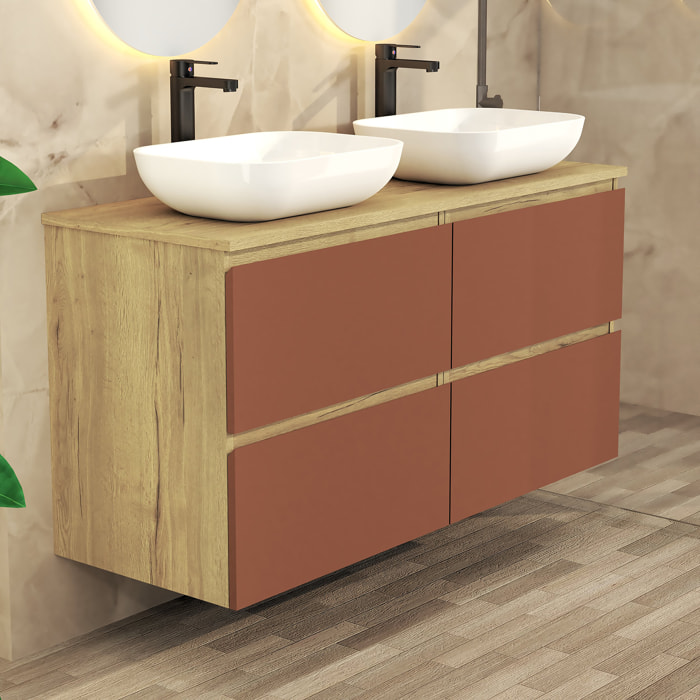 Conjunto de Baño Nia | Mueble Suspendido | 120 cm Scarlato |Cuatro Cajones | Lavabo Sobrepuesto | No incluye Espejo | Mueble Montado| Alday