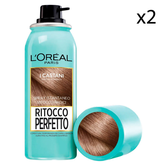 2x Spray Castano per Capelli Bianchi Colore Ritocco Perfetto