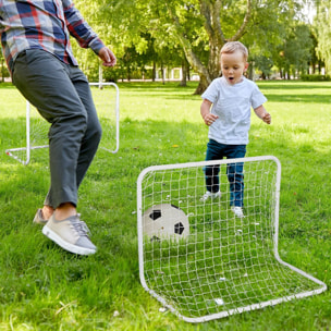 Set de 2 mini cages de football pour enfant - ballon, pompe, piquets inclus - 78L x 46l x 56H cm - métal blanc