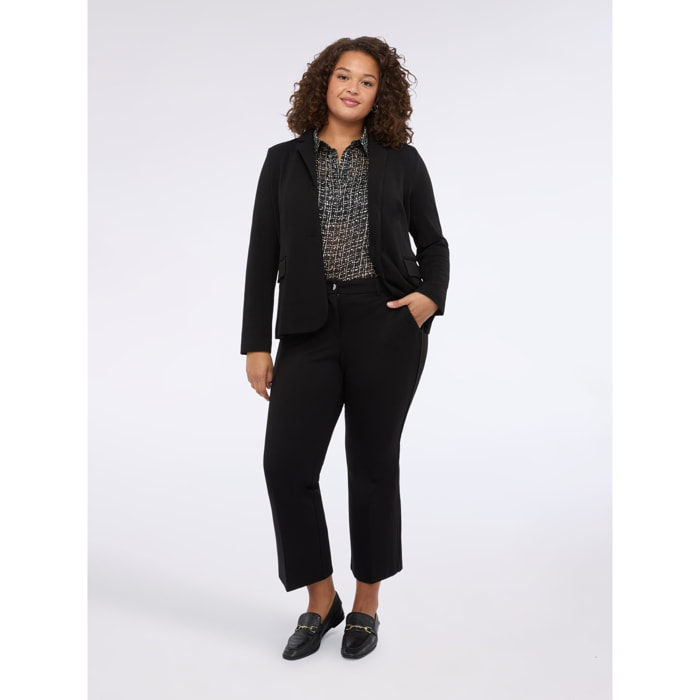 Fiorella Rubino - Pantalones Kick Flare en Punto Milano - Negro
