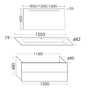 Meuble vasque 120 cm BURGBAD Cosmo chêne cachemire + miroir